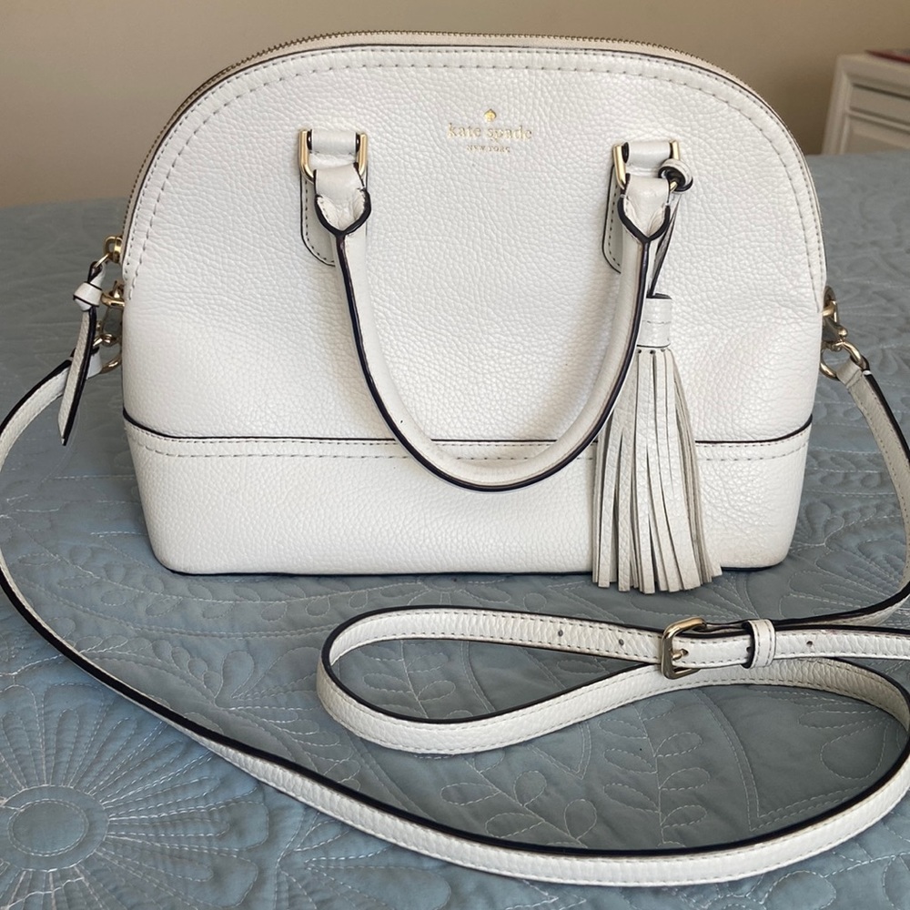 Kate Spade medium size crossbody purse in white and gold hardware